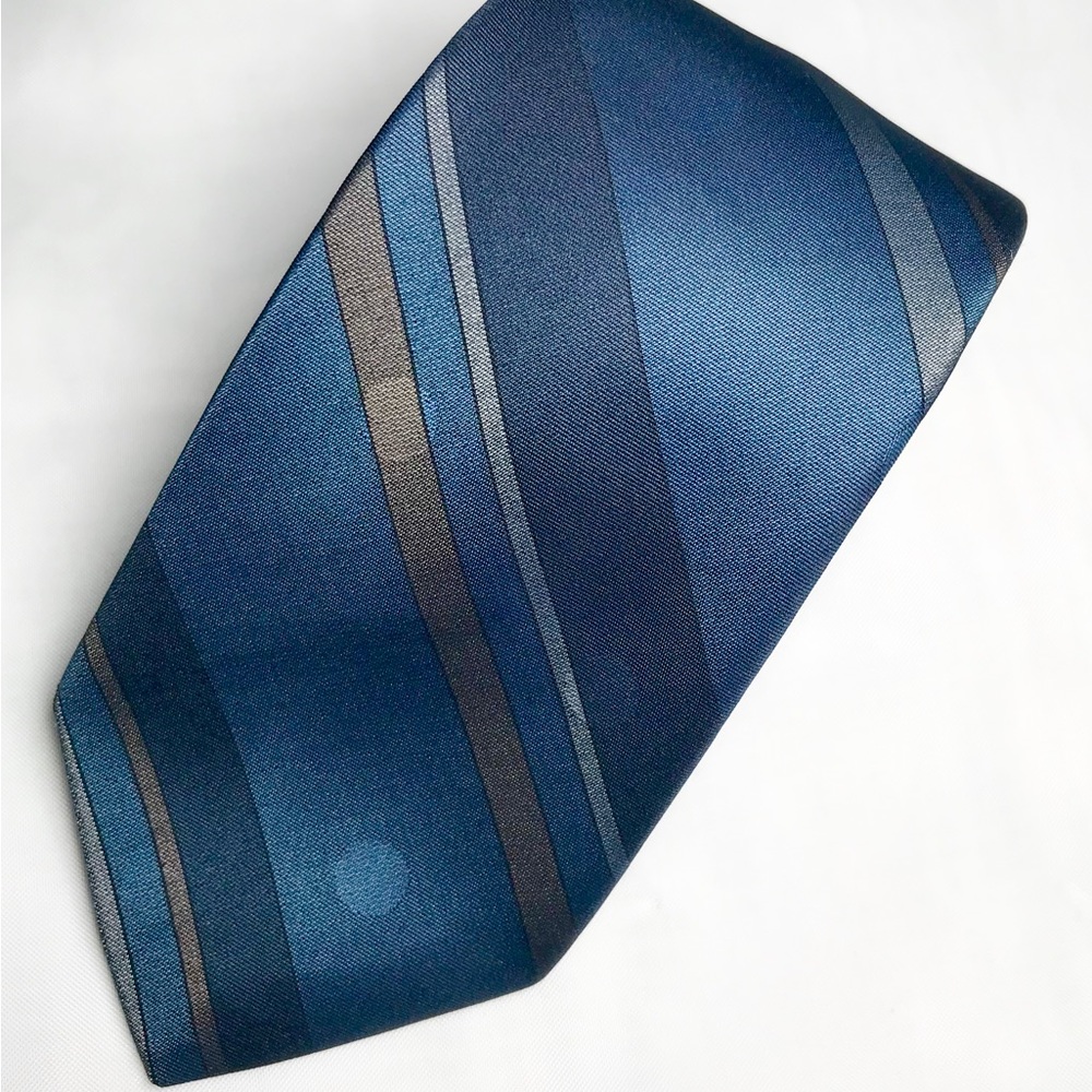 Barini Originals Blue and Brown Stripe w/Dots Tie | Vintage Look